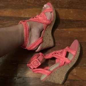 Pink wedges size 6 -never worn